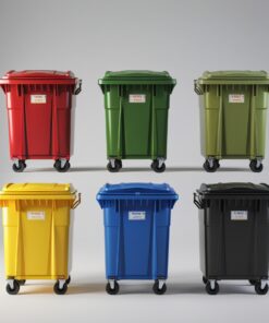 Grey 660 liter wheelie bin