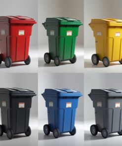 Green 660 liter wheelie bin