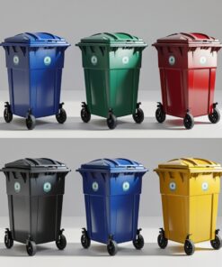 Orange 1000 liter wheelie bin