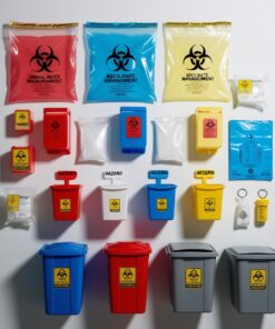 blue lidded sharps bins