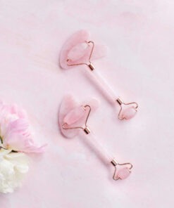 Alternative view of Rose Quartz Roller & Gua Sha Stone Set